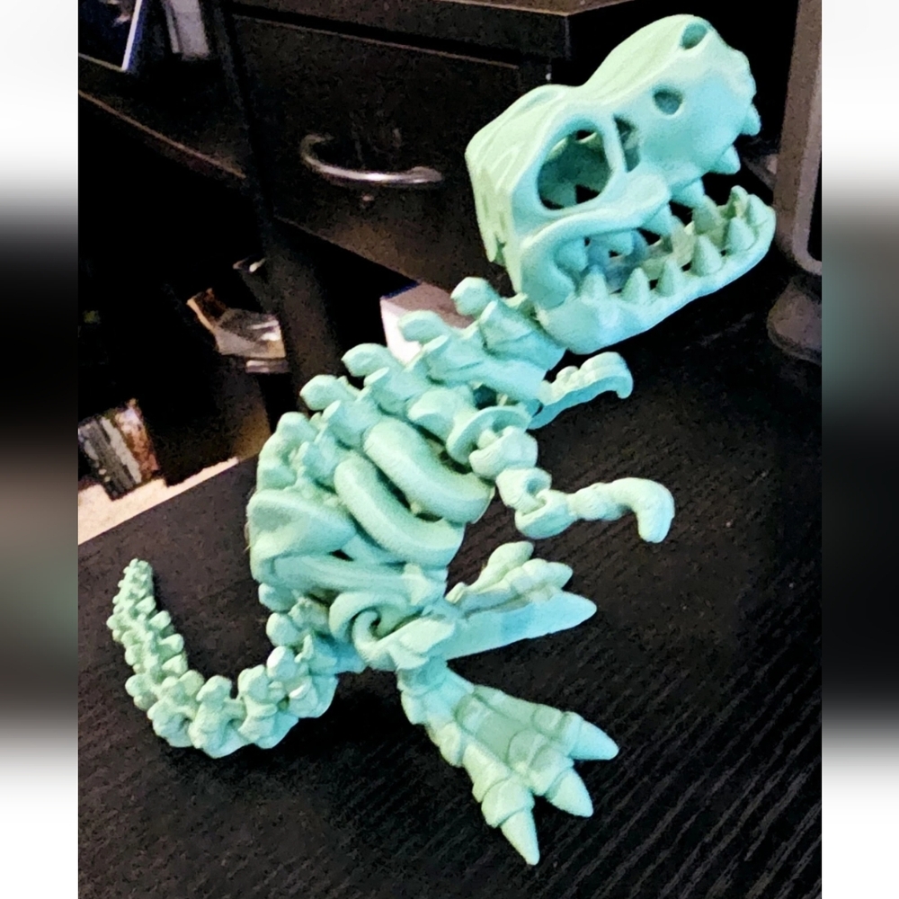 T-Rex Jurrasic Model 3D Print Articulated Skeleton Prehistoric Animal Figurine